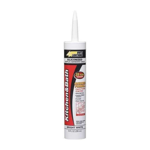 Hybrid Caulk, 10 oz, Cartridge, White, Hybrid Base, Kitchen & Bath
