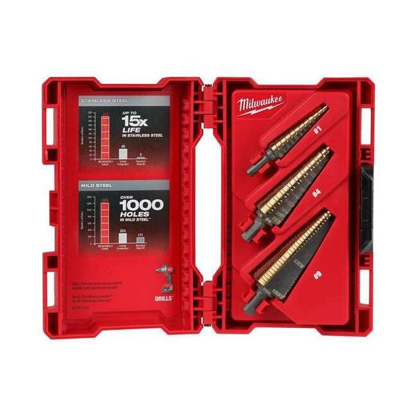 Milwaukee Tool Step Drill Bit Set, HSS, 3pc 48-89-9291