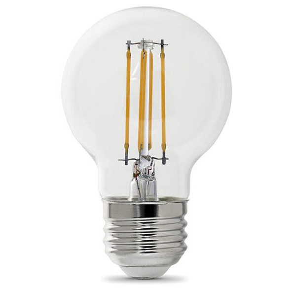 3.8 W, Compact LED Bulb, White, G16-1/2, 2700K Temp. Clear, Dimmable, PK2