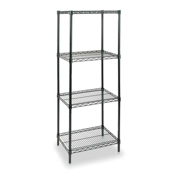 Wire Shelving Unit, 24"D x 36"W x 63"H, 4 Shelves, Black