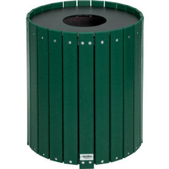 Global Industrial Recycled Plastic Round Trash Can With Liner 32 Gallon Green
