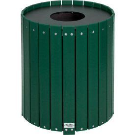 Global Industrial Recycled Plastic Round Trash Can With Liner 32 Gallon Green