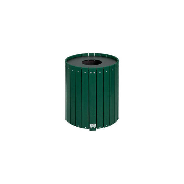 Global Industrial Recycled Plastic Round Trash Can With Liner 32 Gallon Green