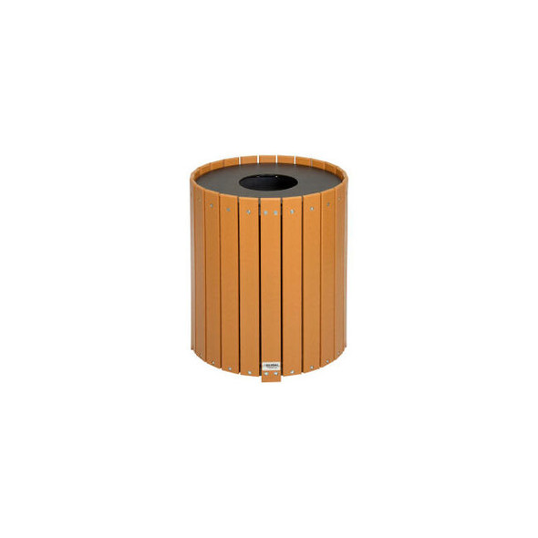 Global Industrial Recycled Plastic Round Trash Can With Liner 32 Gallon Cedar