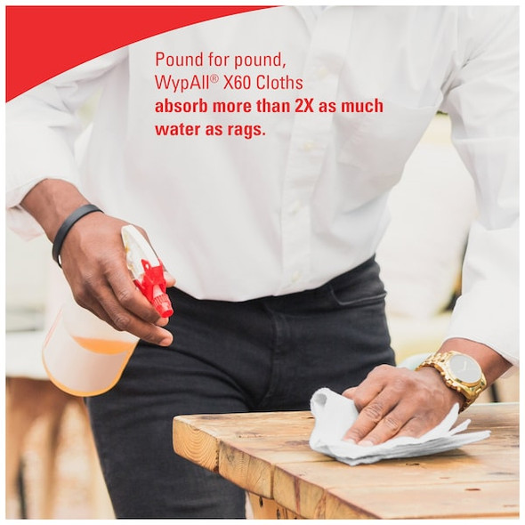 Kimberly-Clark Professional Wypall X60 Reusable Cloths 34790 Pop-Up White 10 126 34790