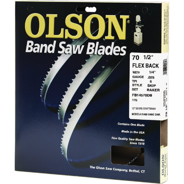 Olson 70-1/2 In. x 1/4 In. 6 TPI Skip Flex Back Band Saw Blade FB14570DB Olson 70-1/2 In. x 1/4 In. 6 TPI Skip Flex Back Band Saw Blade FB14570DB