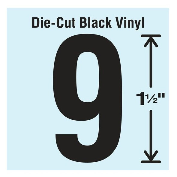 Stranco NumberLabel,Vinyl,1-1/2inH,7/8inW,PK10 DBV-1.5-9-10