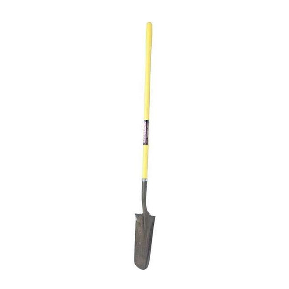 14 ga Drain Spade Shovel, Steel Blade, 46-3/4 in L Yellow Fiberglass Handle
