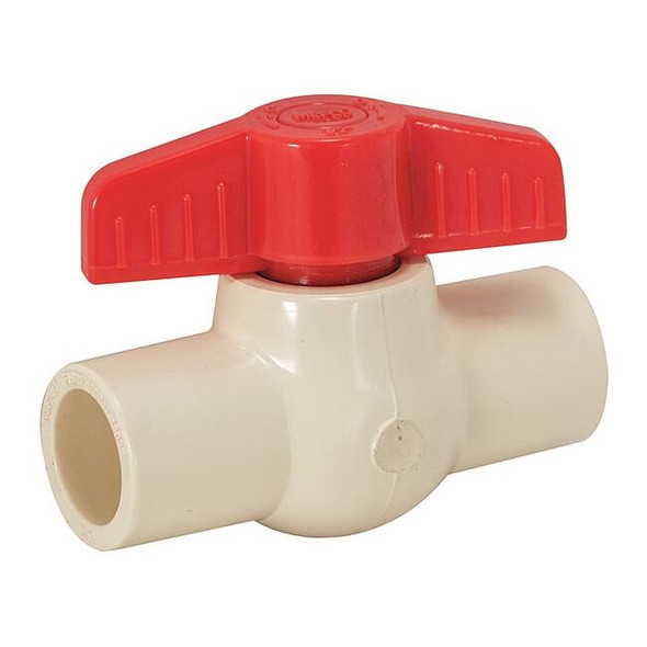 Manufacturer Varies Ball Valve, White/Red, Plastic, 1/2" Pipe 48636