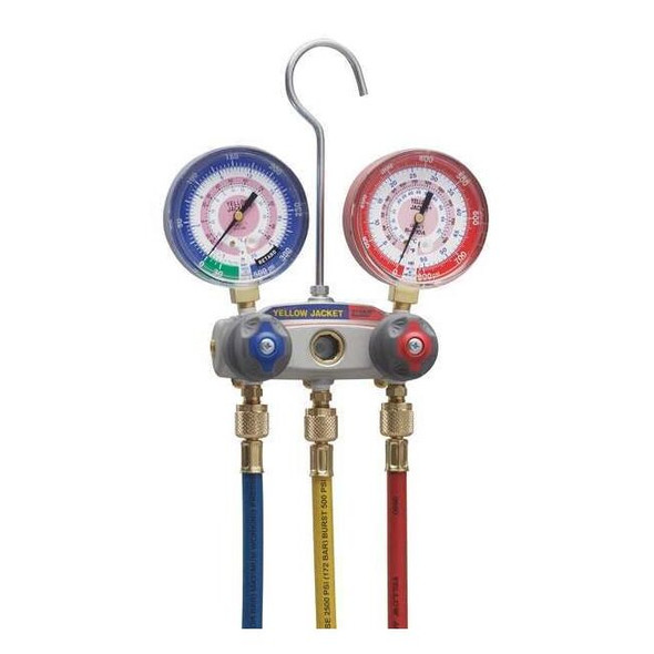 Yellow Jacket Manifold Gauge Set,5 ft L,3 1/8 in Gauge 49867