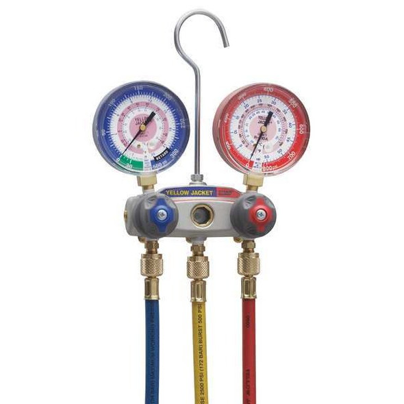 Yellow Jacket Mechanical Manifold Gauge Set,2-Valve 49867