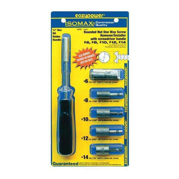 Eazypower One Way Screw Remover,No.6 to 14,6 pcs. 88240