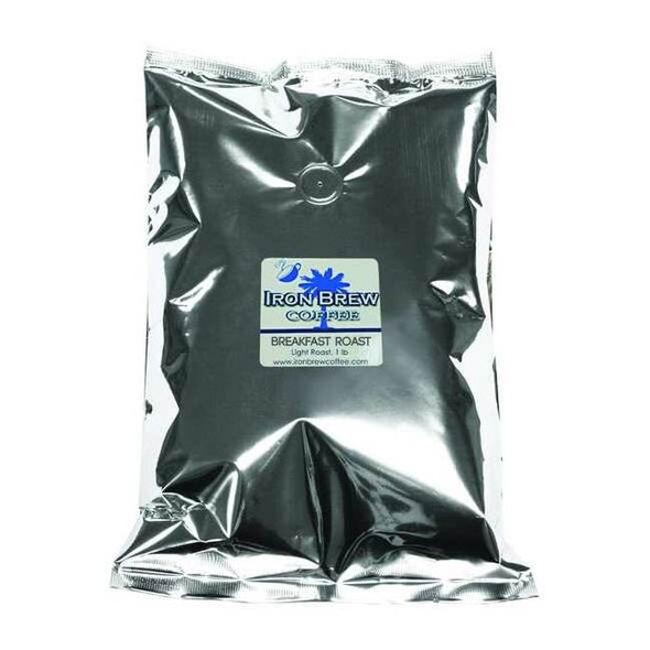 Iron Brew Coffee, Breakfast Roast, Bag, Caffeinated, Whole Bean, 1 lb C-1CTBRWB