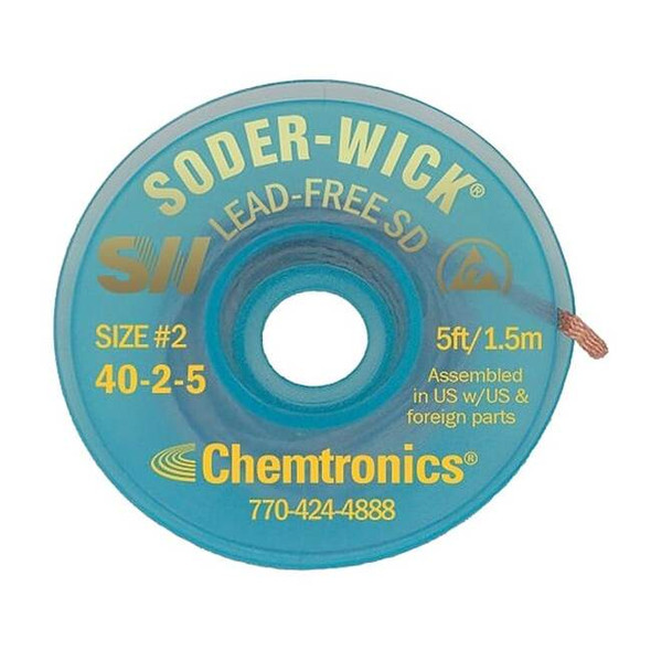 Chemtronics Desoldering Wick,5 ft.,2,Copper 40-2-5