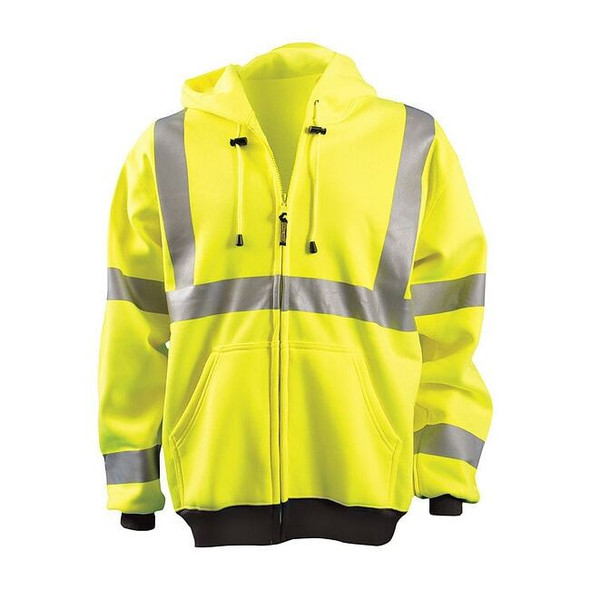 Occunomix Unisex Hooded Sweatshirt, Polyester, zipper, Yellow, S LUX-HZSWT-YS