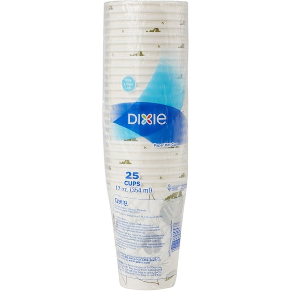 Dixie Disposable Hot cup 12 oz. Pathways, White, Paper, Pk500 2342WS