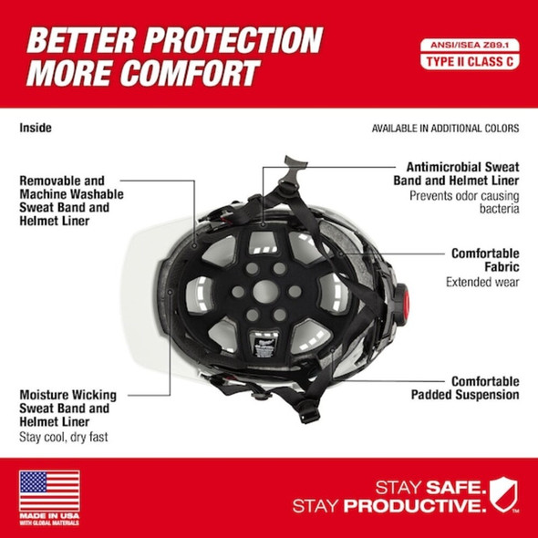BOLT Red Front Brim Vented Safety Helmet - Type 2, Class C  48-73-1328