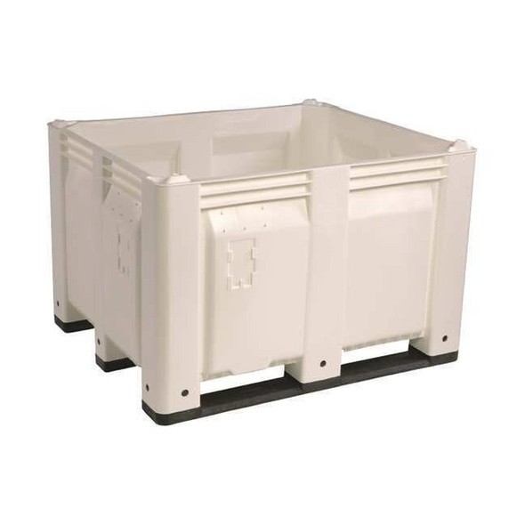 Bulk Container 25.4 cu ft Volume Cap., 48 in L, 40 in W, 31 in H, Plastic, White