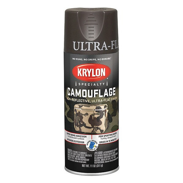 Krylon Spray Paint, Brown, Ultra-Flat, Solvent, 11 oz K04292777