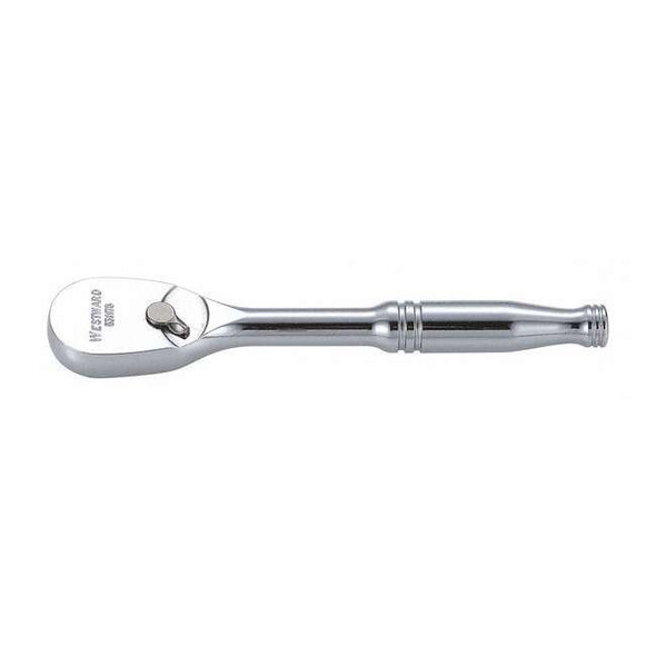 1/4" Drive 84 Geared Teeth Pear Head Style Hand Ratchet, 5" L, Chrome Finish
