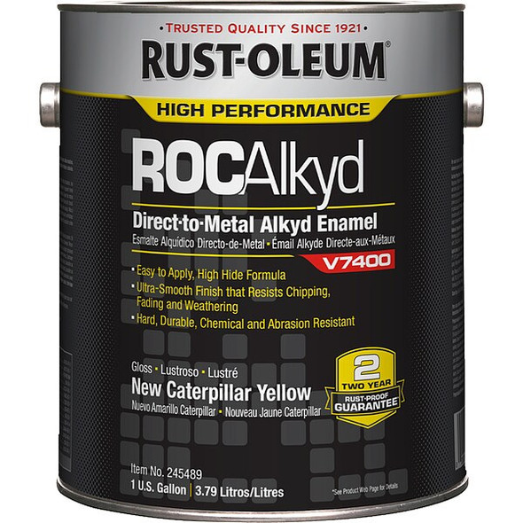 Interior/Exterior Paint, High Gloss, Oil Base, Yellow (New Caterpillar), 1 gal