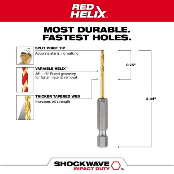 Milwaukee Tool 3-32" Titanium SHOCKWAVE, PK2 48-89-4603