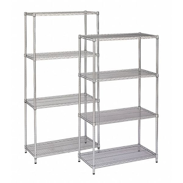 Manufacturer Varies Wire Shelving Unit, 18"D x 72"W x 74"H, 4 Shelves, Chrome 1PGG4