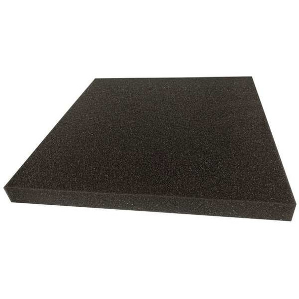 Foam Sheet, Open Cell, 12 in W, 12 in L, 1 in Thick, Charcoal