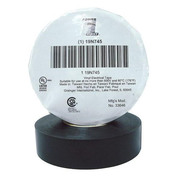 Manufacturer Varies ElectricalTape,Vinyl,Black,22ydL,3/4inW 19N745