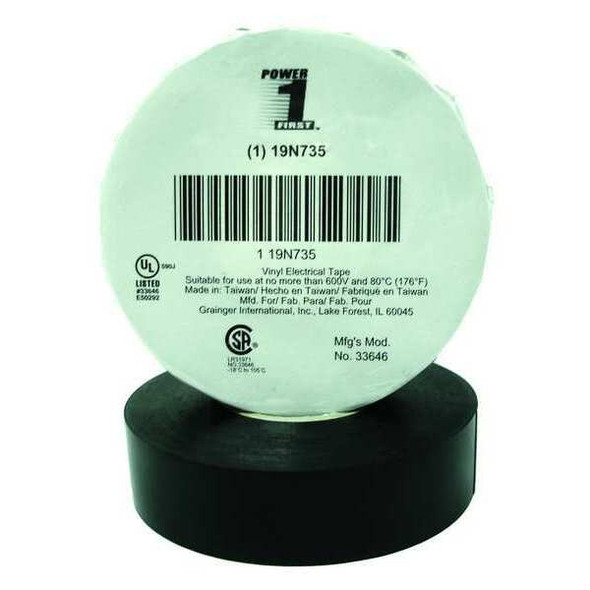 Manufacturer Varies ElectricalTape,Vinyl,Black,22ydL,3/4inW 19N735