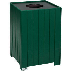 Global Industrial Recycled Plastic Square Trash Can With Liner 32 Gallon Green
