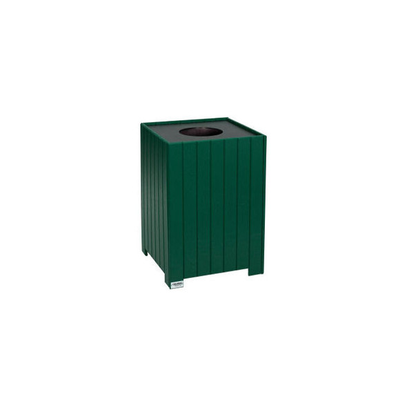 Global Industrial Recycled Plastic Square Trash Can With Liner 32 Gallon Green