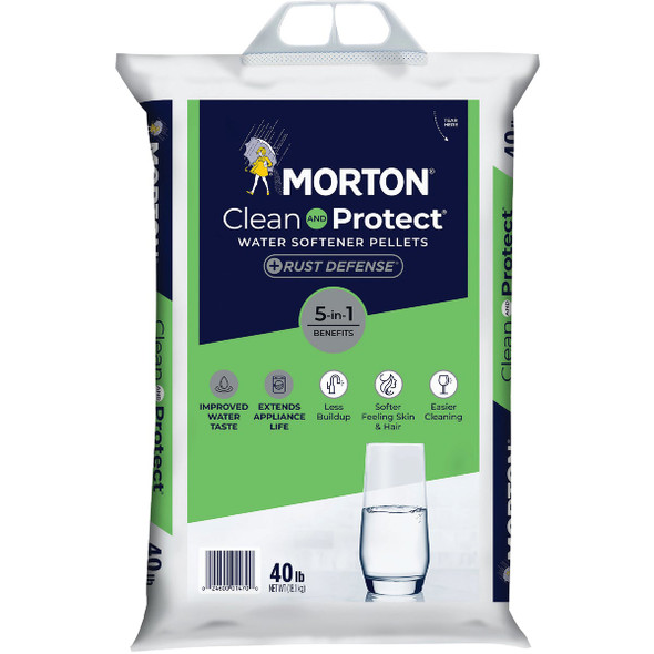 Morton Clean and Protect Plus Rust Defense 40 Lb. Water Softener Salt Pellets Morton Clean and Protect Plus Rust Defense 40 Lb. Water Softener Salt Pellets
