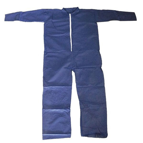Condor Collared Disposable Coveralls, 4Xl, Blue, polypropylene, zipper 26W812