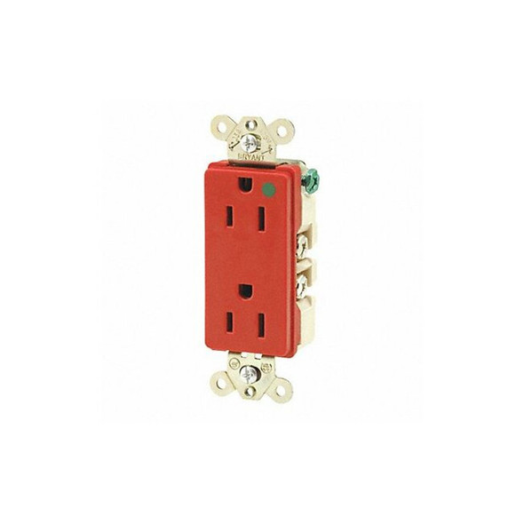 Bryant Receptacle,Red,15A,Hospital Grade,125VAC 9200RED Bryant Receptacle,Red,15A,Hospital Grade,125VAC 9200RED