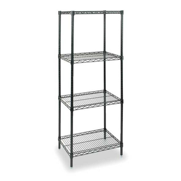 Wire Shelving Unit, 18"D x 24"W x 74"H, 4 Shelves, Black