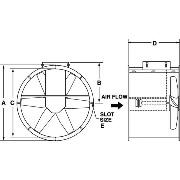 Dayton Steel 23.9"Dia 18"L 28.7"H Tubeaxial Fan 166254