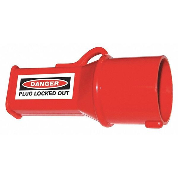 Socket Lockout, Red, Acrylic, 1 Max. No. of Padlocks, 1/4 in Max. Shackle Dia.