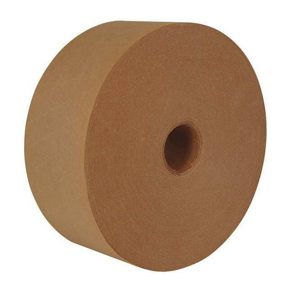 Water-Activated Tape, 7.2 mil Thick, 3 in W x 450 ft L, Kraft, 10 PK