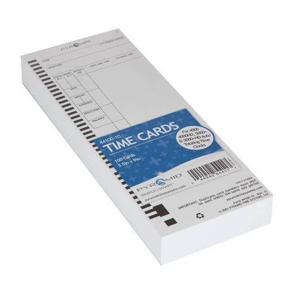 Pyramid Time Card,White,9in H,PK100 44100-10