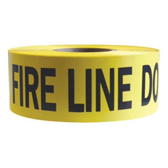 Presco Barricade Tape, 2.5 mil, "Fire Line Do Not Cross", Yellow, 8/Case