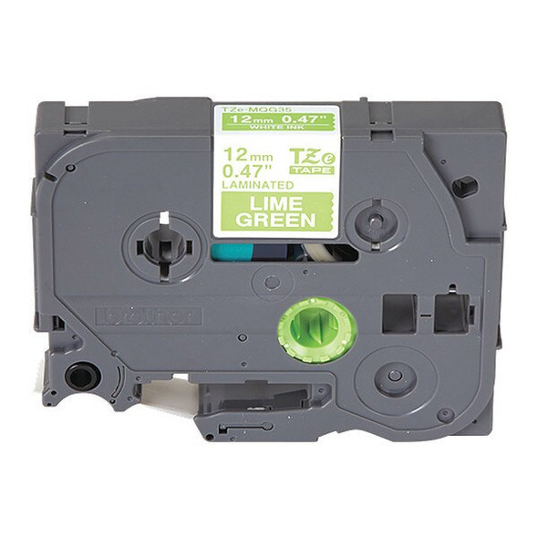 Brother Label,White/Lime Green,.47" x 16.4 ft. TZEMQG35G
