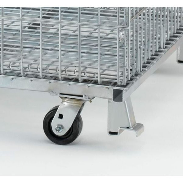 Collapsible Bulk Container 30.3 cu ft Volume Cap., 48 in L, 40 in W, 37 1/2 in H, Steel, Silver