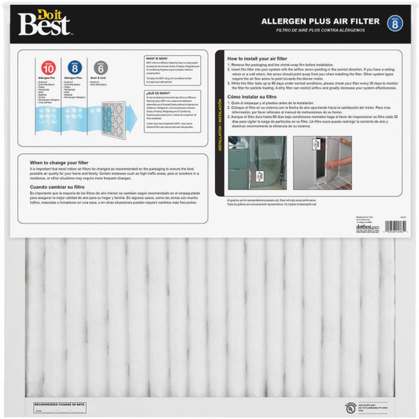 Do it Best 24 In. x 24 In. x 1 In. MERV 8 Furnace Filter