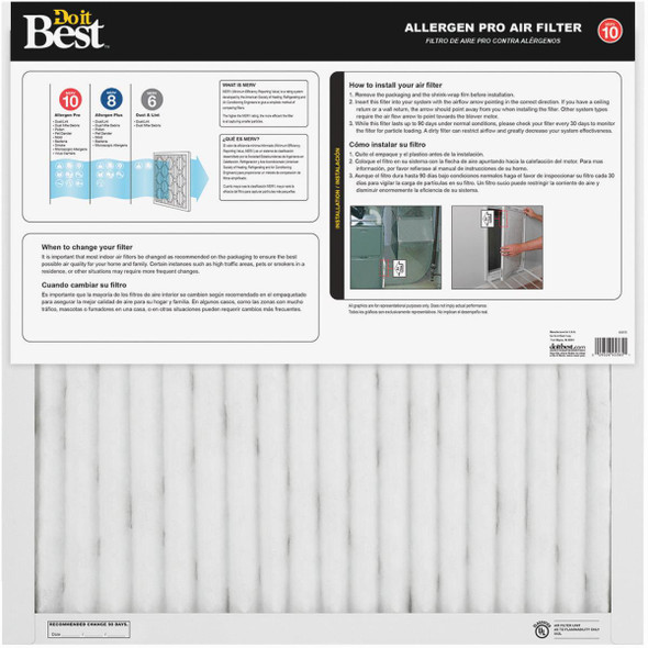 Do it Best 20 In. x 25 In. x 1 In. MERV 11 Furnace Filter