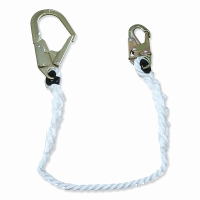 Restraint Lanyard, 5 ft, Steel Snap Hook, 310 lb, Steel Form Hook, 1