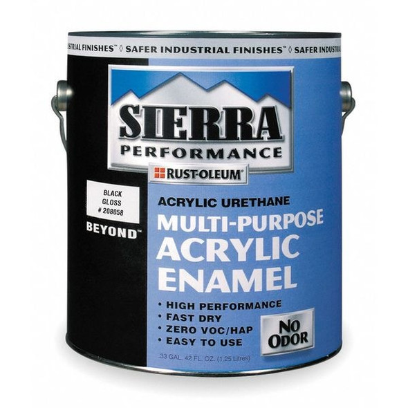 Rust-Oleum Interior/Exterior Paint, Glossy, Water Base, Black, 1 gal 208058