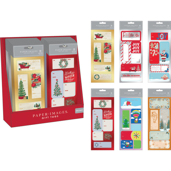 Paper Images Assorted Christmas Gift Tags (15-Pack) CTGF15A-5CD Pack of 96