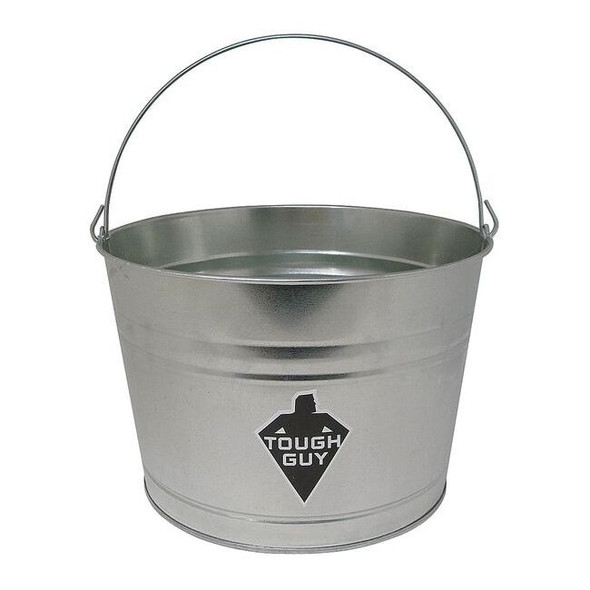 4 1/4 gal Round Bucket, 13 in Dia, Silver, Galvanized Steel