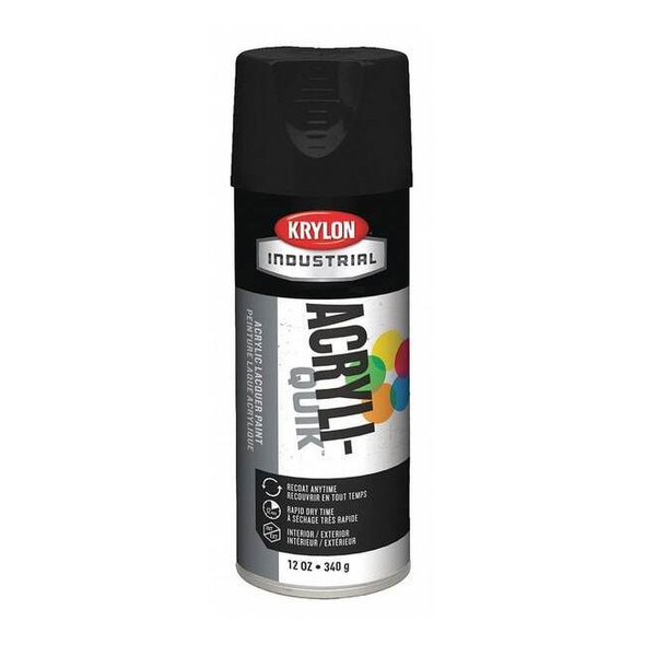 Krylon Industrial Spray Paint, Black, Semi-Flat, Solvent, 12 oz K01613A09